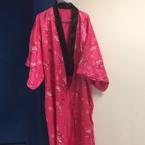 black and pink floral kimono